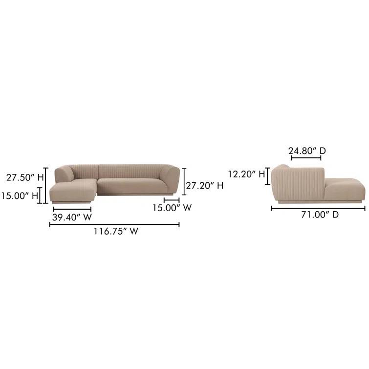 Moe's Home Collection Zandro Left Sectional Beige Fabric Sectionals