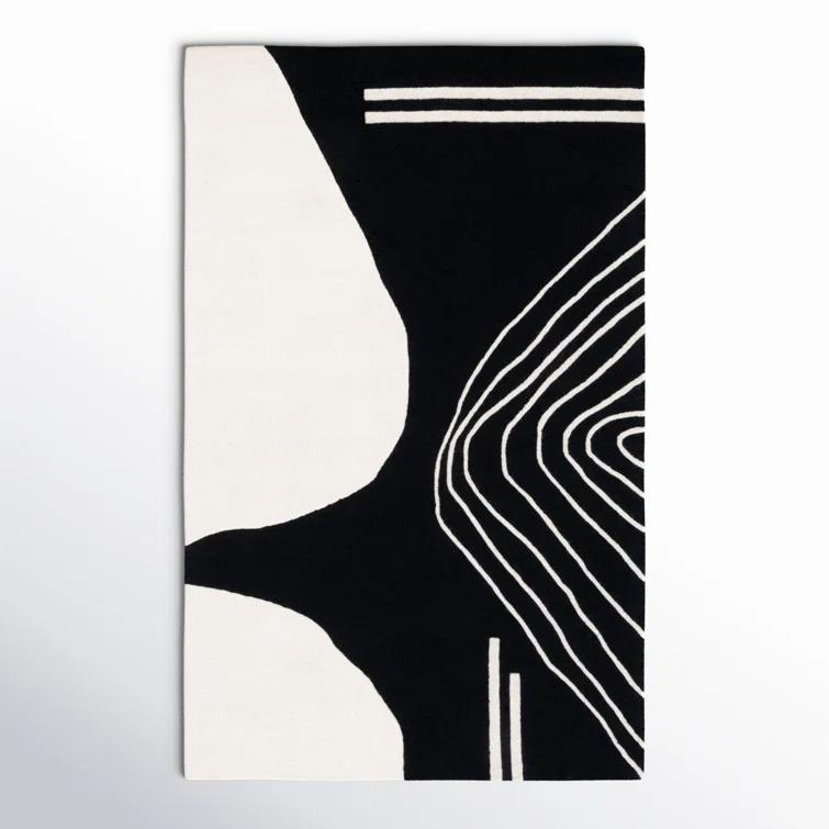 Felipe Handmade Wool Ivory/Black Rug