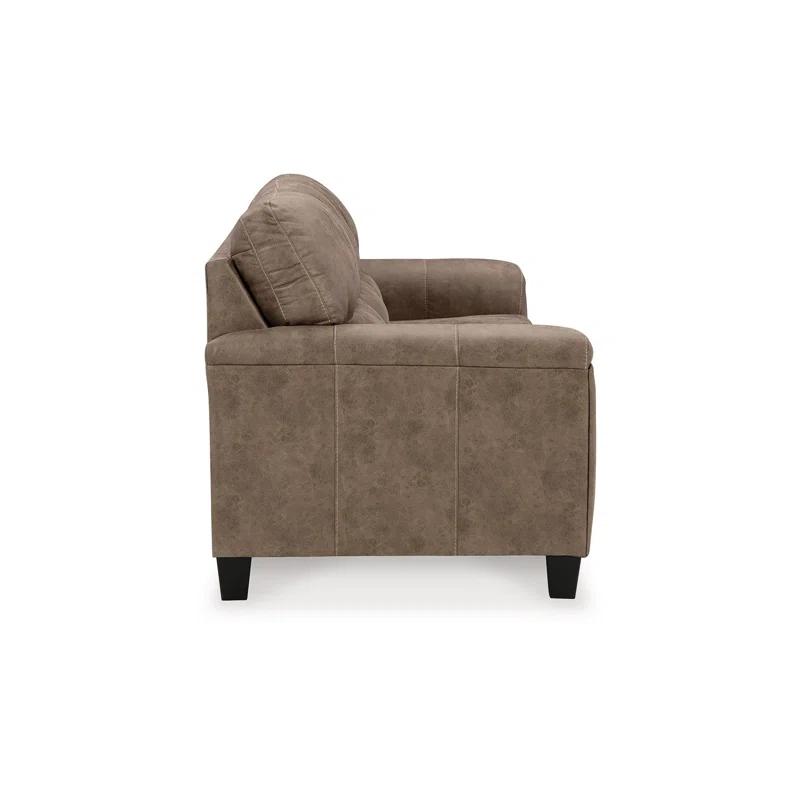 Benjara Nav Queen Size Sofa Sleeper, Fossil Brown Faux Leather, Foam, 89 Inch