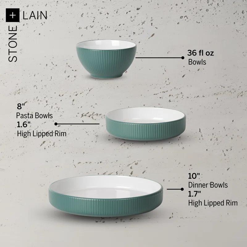 Christian Siriano Christian Siriano Larosso 24-Piece Dinnerware Set with Dinner Bowls and Pasta Bowls, Stoneware