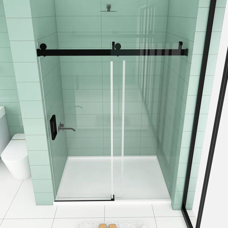 Staykiwi 60'' - W x 76'' H Single Sliding Door Frameless Shower Door with SKBTSD0160MB