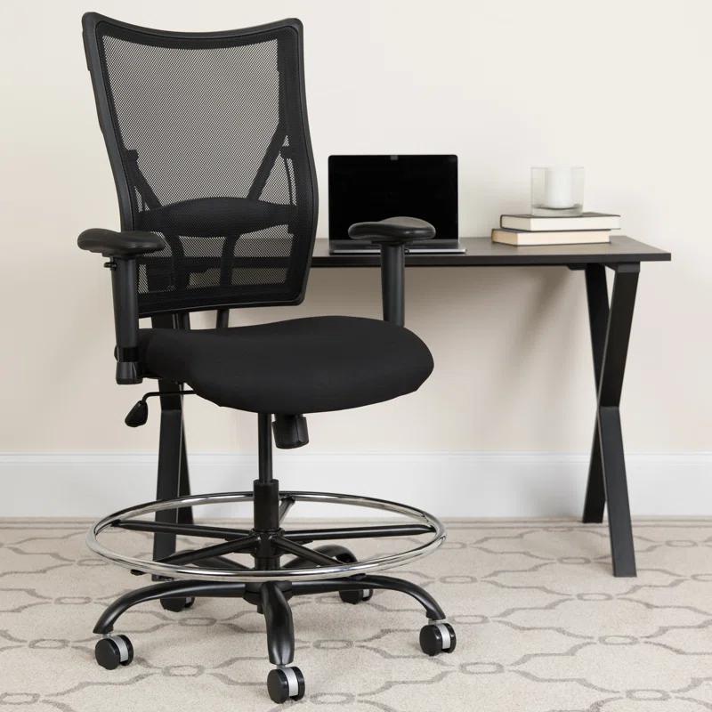 Flash Furniture Hercules Big & Tall 400 lb. Rated Mesh Ergonomic Drafting Chair w/ Adjustable Arms