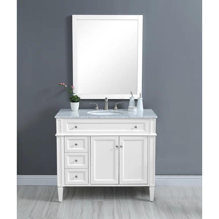 Rivers 40" Free-Standing Single Bathroom Vanity Set with Marble Vanity Top