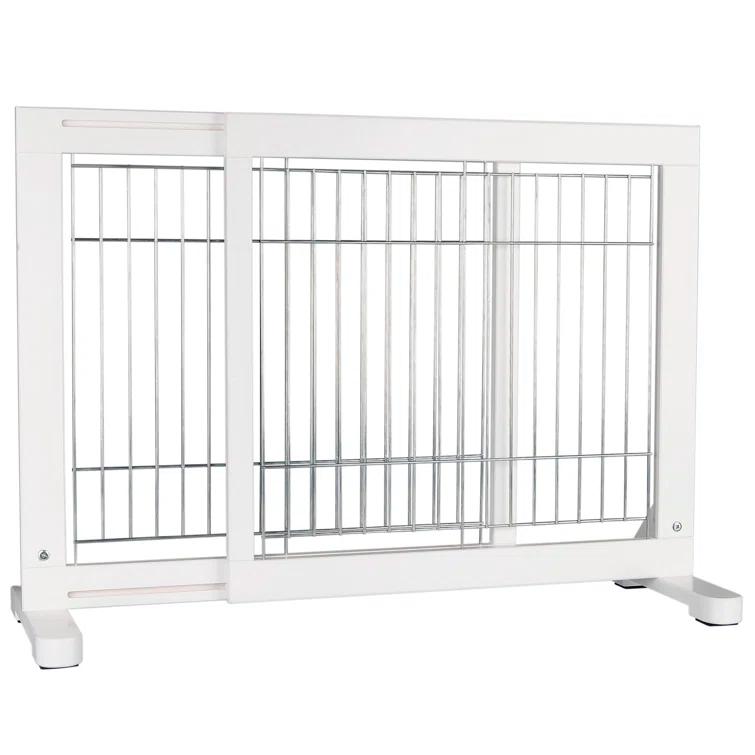 TRIXIE TRIXIE Adjustable Wooden Freestanding Pet Gate, 24" Tall Step Over, Expands to 42.5", Pet Barrier