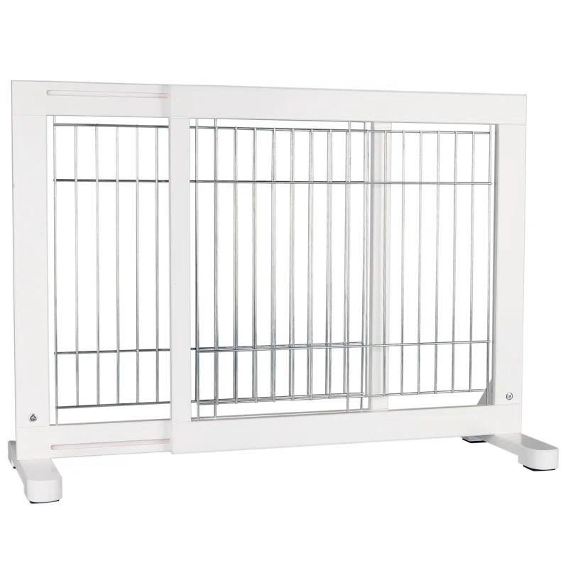 TRIXIE TRIXIE Adjustable Wooden Freestanding Pet Gate, 24" Tall Step Over, Expands to 42.5", Pet Barrier