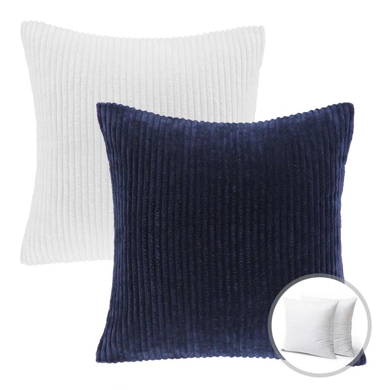 LALA & WONZ Corduroy Striped Throw Pillow Covers (Set of 2)