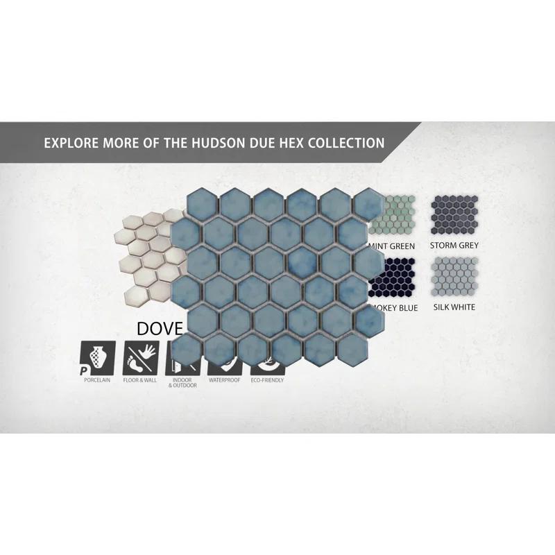 Merola Tile Hudson Due 2" Hex 10-7/8 " x 12-5/8 " Porcelain Mosaic Floor and Wall Tile