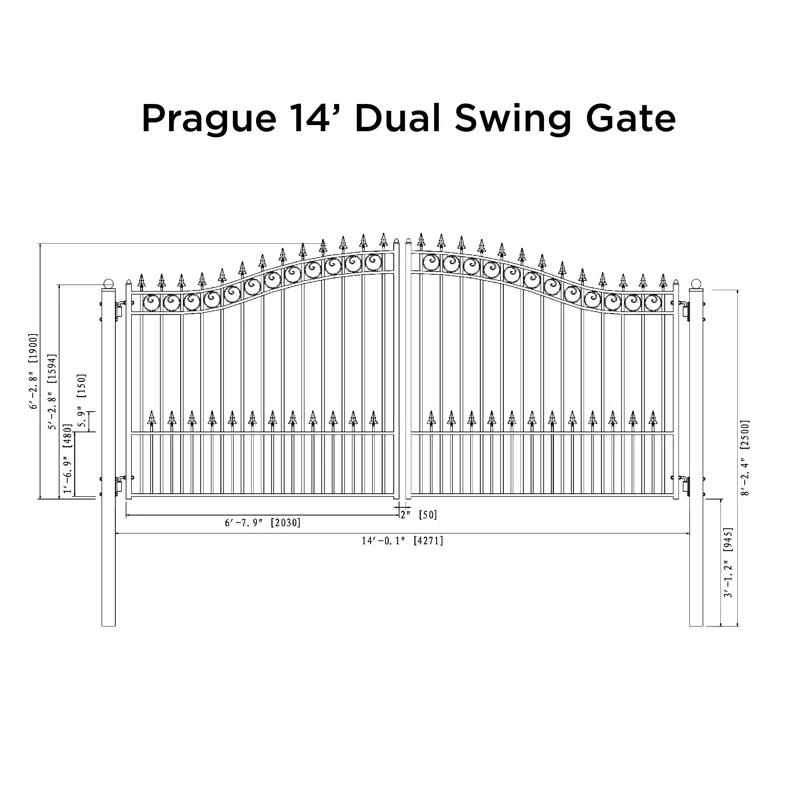 ALEKO Steel Dual Swing Driveway Gate - PRAGUE Style