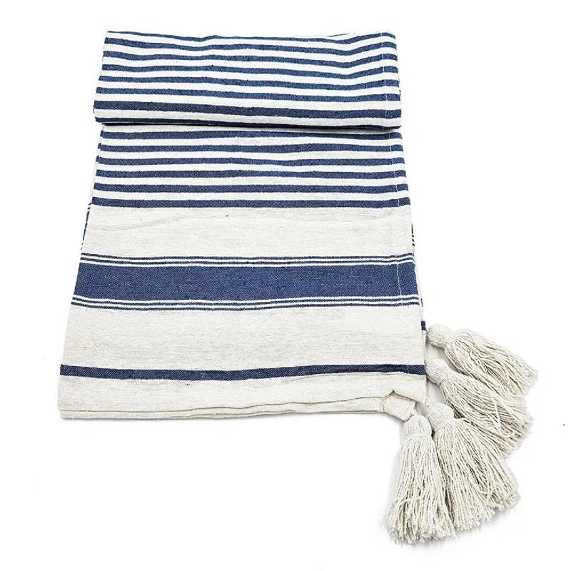 Brighton Striped Throw Blanket - Set of 2 - 50" x 60" - Blue