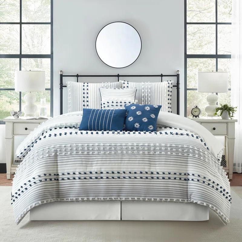 Nanshing America, Inc Clarion Pink 7 Piece Chic Striped Comforter Set