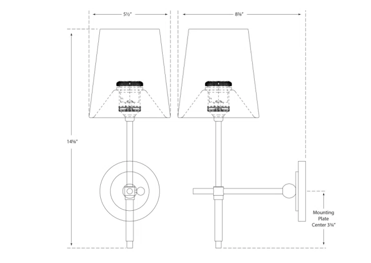 Bryant Bronze and Black 14.5" Brass Wall Sconce with White Glass Shade