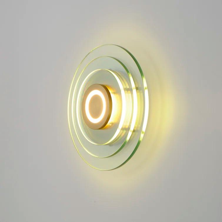 Clear Glass and Brass Modern Dimmable LED Wall Sconce