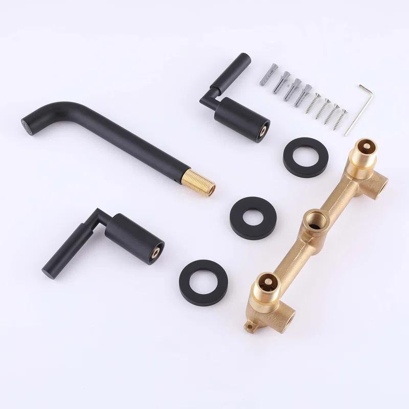 10.08" Widespread Bathroom Faucet 3 Hole, 2-handle Bathroom Sink Faucet with Drain Assembly