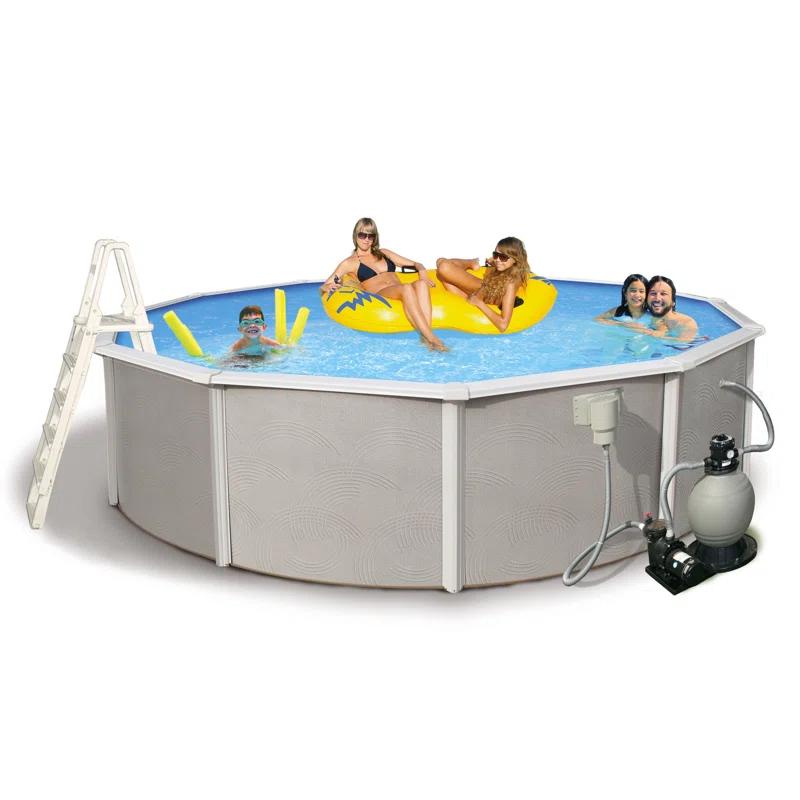Blue Wave Products Belize Round 52-in Deep 6-in Top Rail Swimming Pool Package
