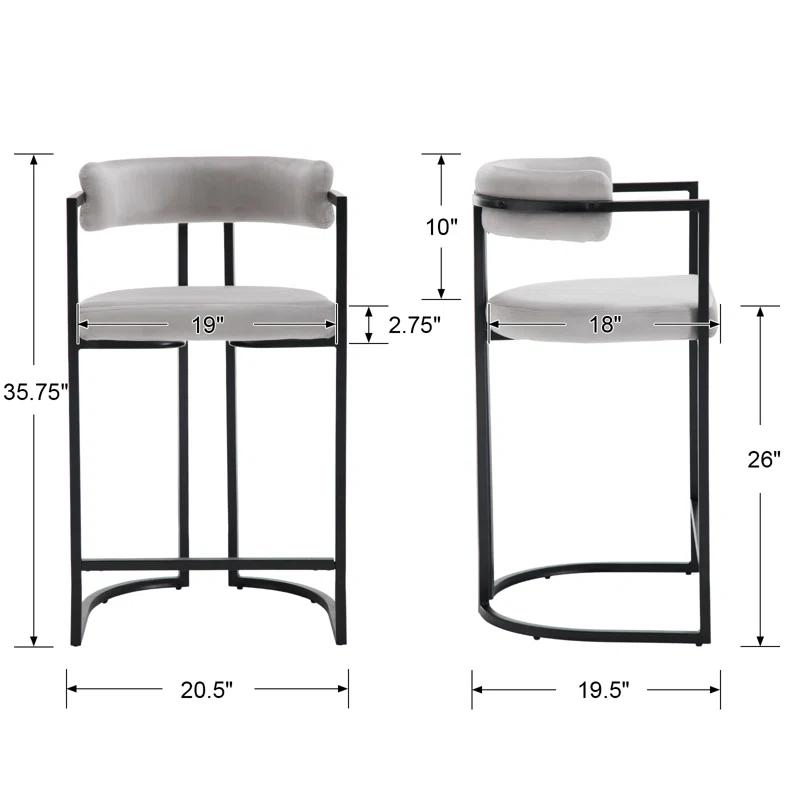 Ivy Bronx Modern Upholstered Hollow Bar Stool With Armrests And Footrests, Barrel High Stools (Set of 2)