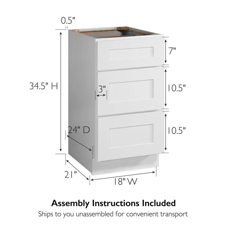 Design House Design House Brookings Unassembled Shaker Drawer Base Kitchen Cabinet