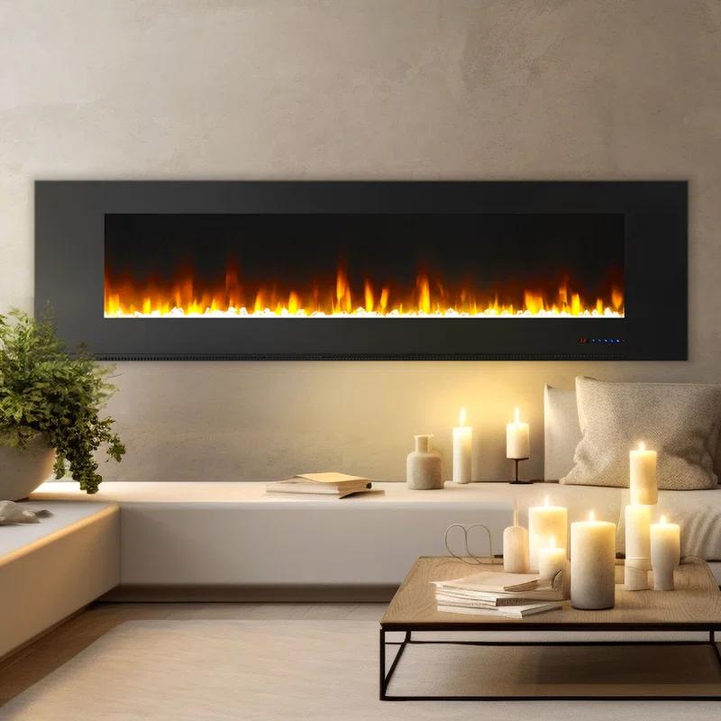 Cambridge Cambridge Wall Mount Electric Fireplace Heater with Remote Control for Indoor Use in Living Room, Bedroom, Home Office