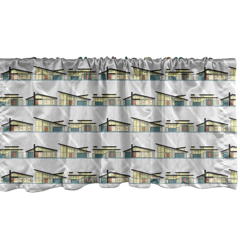 Ambesonne Ambesonne House Valance Pack of 2 Geometric Modern Architecture Pale Taupe Cream Seafoam