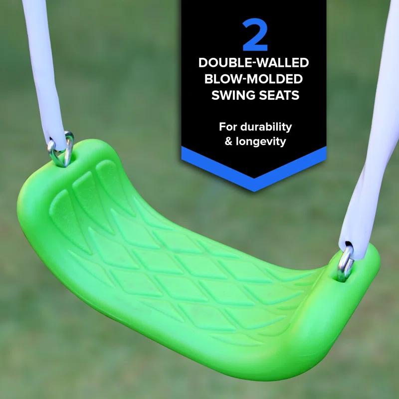 Sportspower Sportspower Outdoor Rosemead Metal Swing Set with Lifetime Warranty on 6' Double Wall Slide