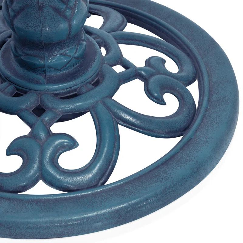 Alpine Pedestal Birdbath with Scrollwork Base and Stakes
