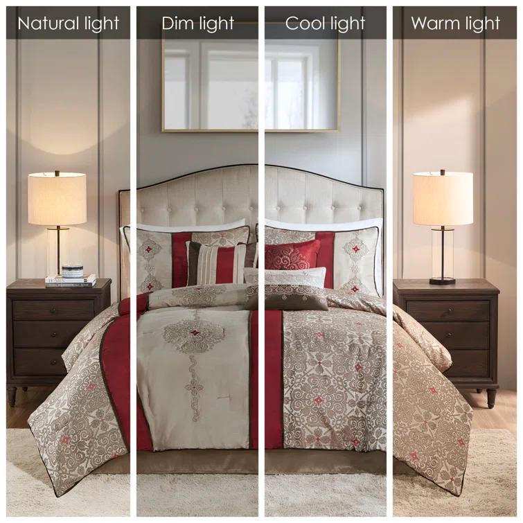 Madison Park Donovan 7 Piece Jacquard Comforter Set with Throw Pillows