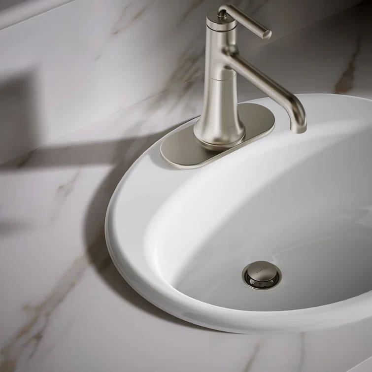 Farmington Metal Oval Drop-In Bathroom Sink with Overflow