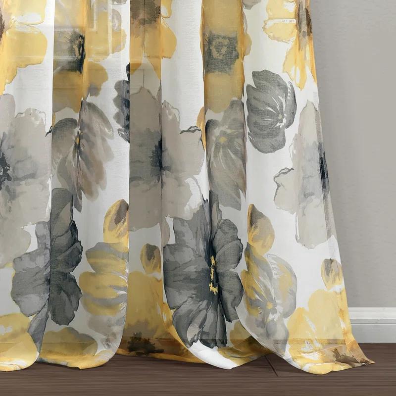 Lush Decor Leah Floral Sheer Grommets Curtain Panels (Set of 2)