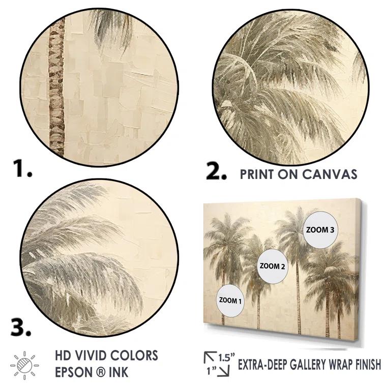 Design Art " Vintage Tropical Tranquility Palm Trees I "