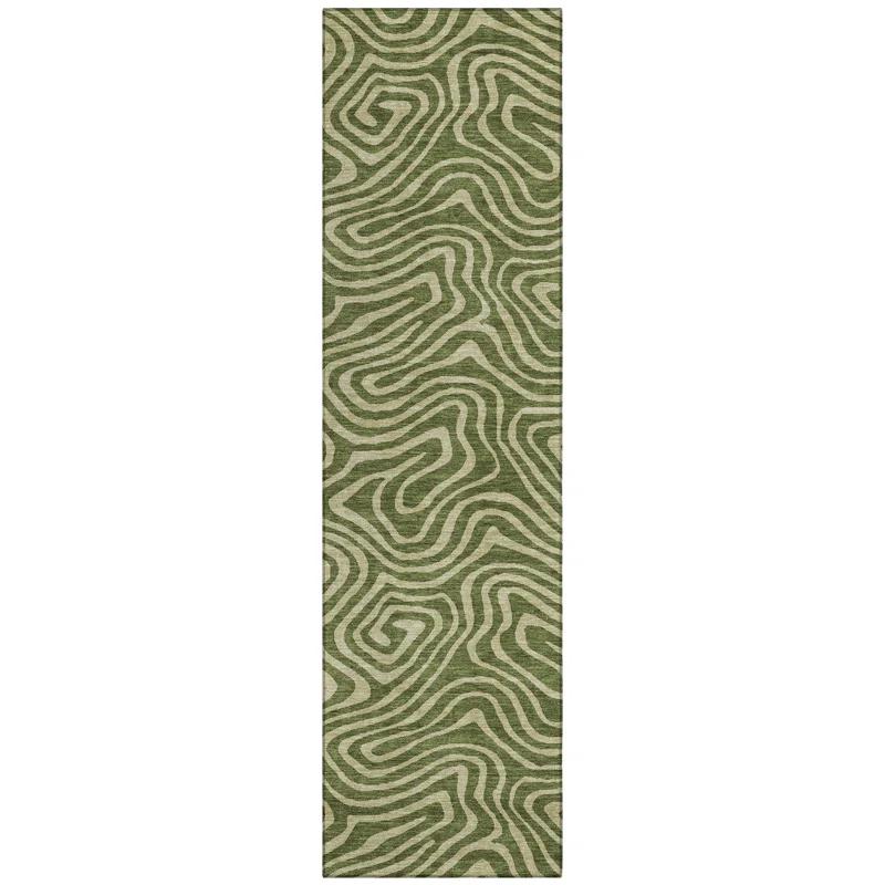 Machine Washable Indoor/Outdoor Chayden ACN1020 Olive Rug
