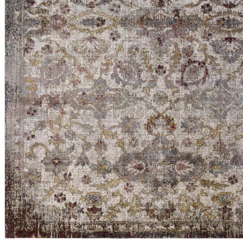 Modway Modway Success Kaede Distressed Vintage Floral Moroccan Trellis Area Rug, 5x8, Multicolored
