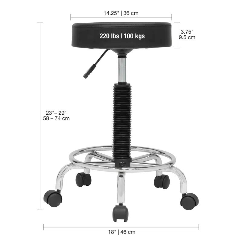 Inbox Zero Courville Adjustable Height Industrial Stool with Footring Wheels