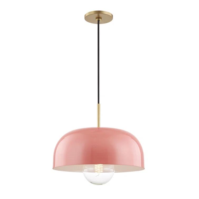 Dea Pendant Light - Aged Brass and Pink / Large