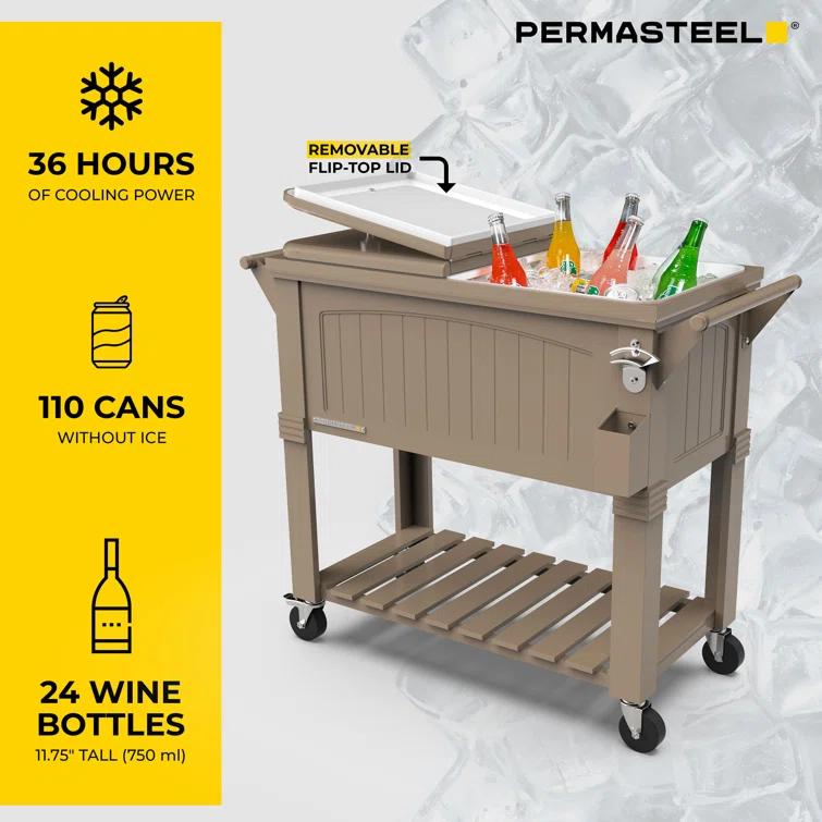 Permasteel 80 Qt. Furniture Style Rolling Patio Cooler