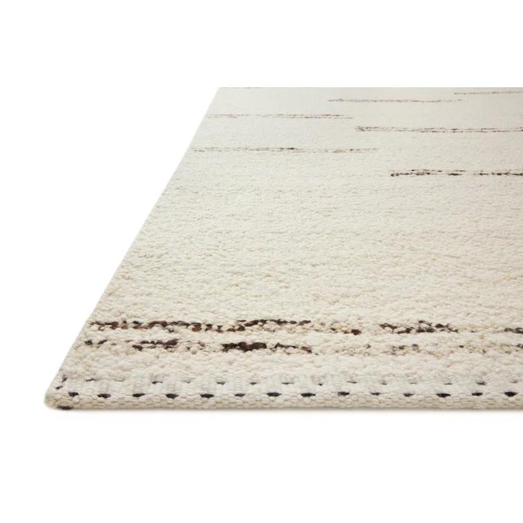 Elegant Ivory Striped Handwoven Wool-Blend Rug 8'6" x 11'6"