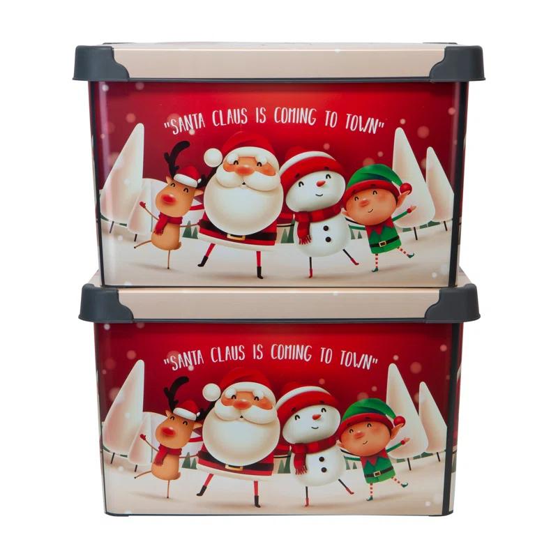 Simplify Santa Clause is Coming to Town Design Plastic Storage Tote