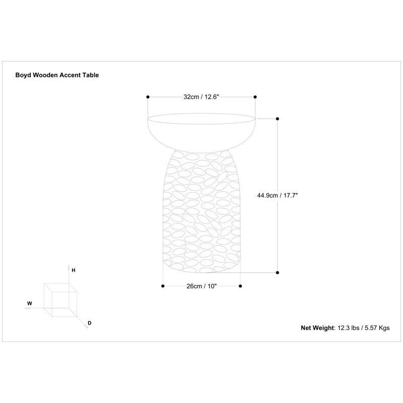 Simpli Home Boyd Solid Mango Wood Contemporary Accent Table with Textured Finish, Fully Assembled
