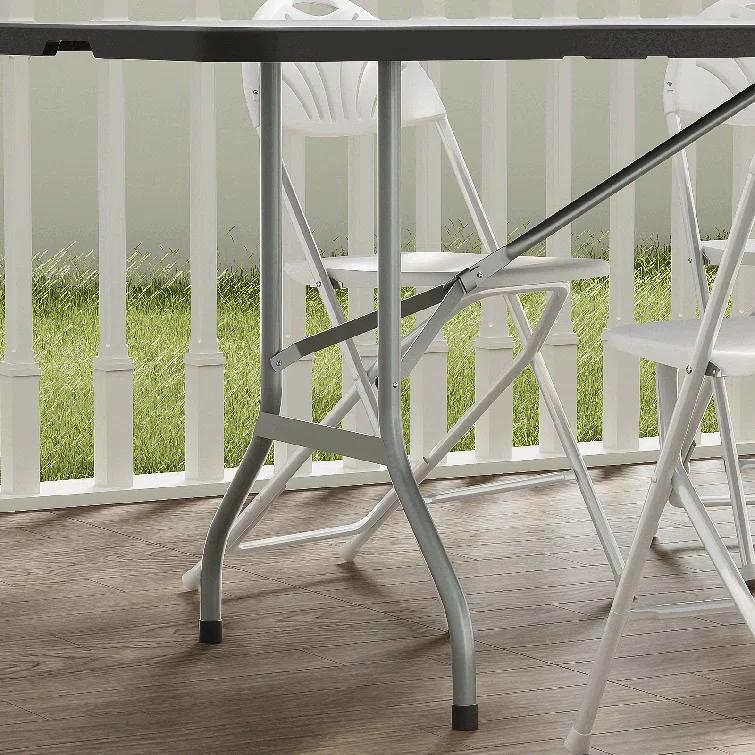Bring Home Furniture 8Ft Heavy Duty Folding Table, Indoor Outdoor Portable Plastic Picnic Desk with Steel Legs and Handle