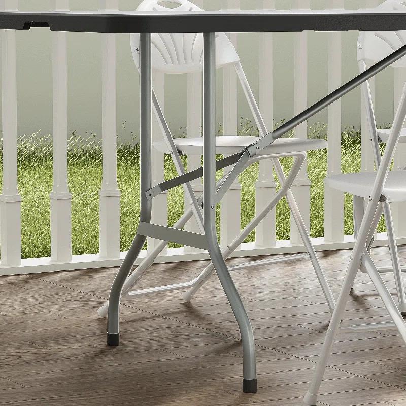Bring Home Furniture 8Ft Heavy Duty Folding Table, Indoor Outdoor Portable Plastic Picnic Desk with Steel Legs and Handle