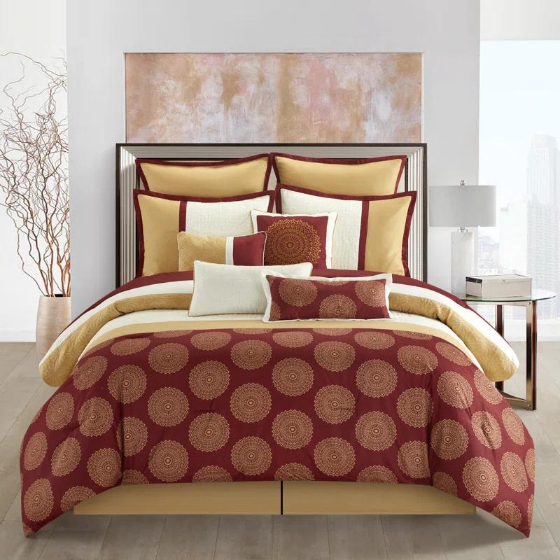 Nanshing America, Inc Angellyna 10 Piece Medallion Print Comforter Set
