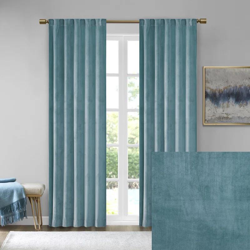 510 Design Colt Room Darkening Poly Velvet Rod Pocket/Back Tab Curtain Panel Pair (Set of 2)