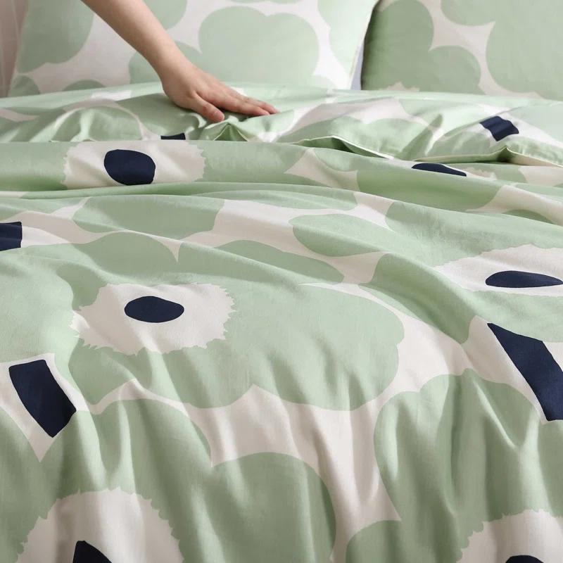 Marimekko Unikko Green/White Organic Cotton Duvet Cover Set