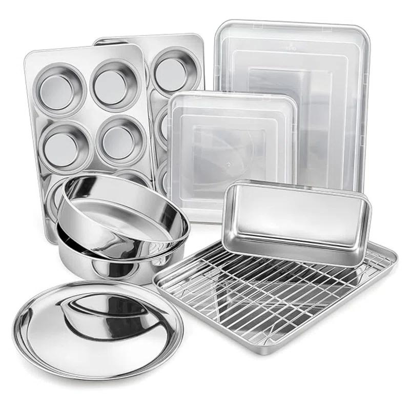 BOPWAY 12-Piece Stainless Steel Baking Pan Set
