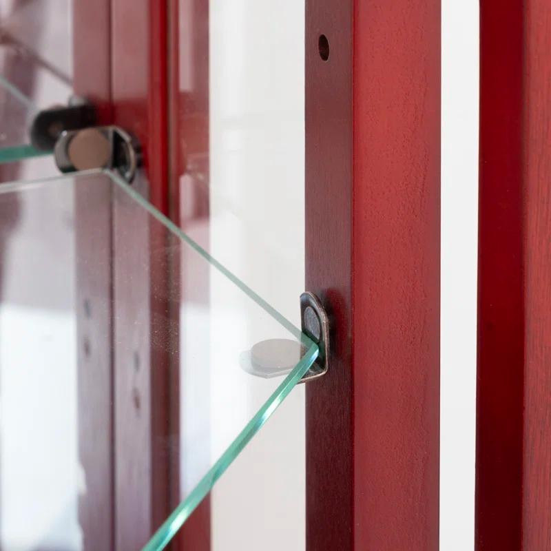 Lipoton Corner Curio Cabinet Lighted Corner Display, Glass Display Shelf Shelving Bar Cabinet With Tempered Glass Door, Bar Cabinet,Cabinet With Adjustable Shelf Glass Cabinet Shelves Bead Bulb Included