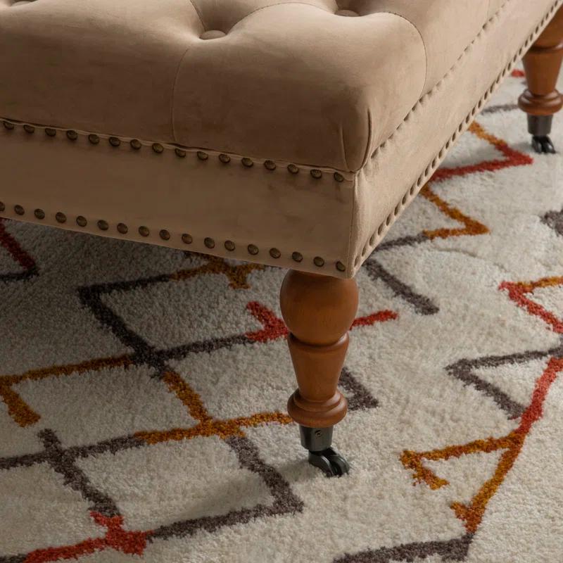 Kelly Clarkson Home Landis 35" Nailhead Trim Tufted Upholstered Ottoman