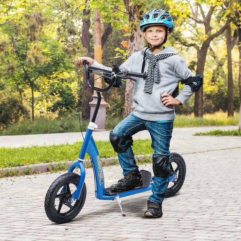 HomCom Kick Scooter for Kids 5-12 Years Old, Big Wheel Kids Scooter