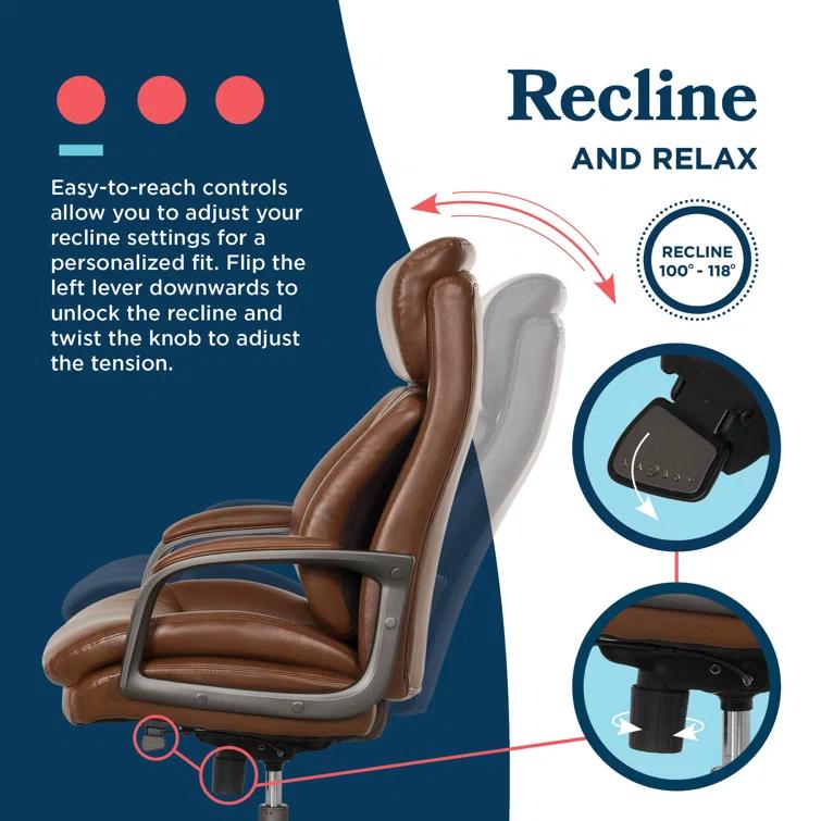 La-Z-Boy La-Z-Boy® Nova Executive Office Chair, Patented AIR Ergonomic Support Technology®, High-Back Premium Comfort & Support, Vegan PU Leather