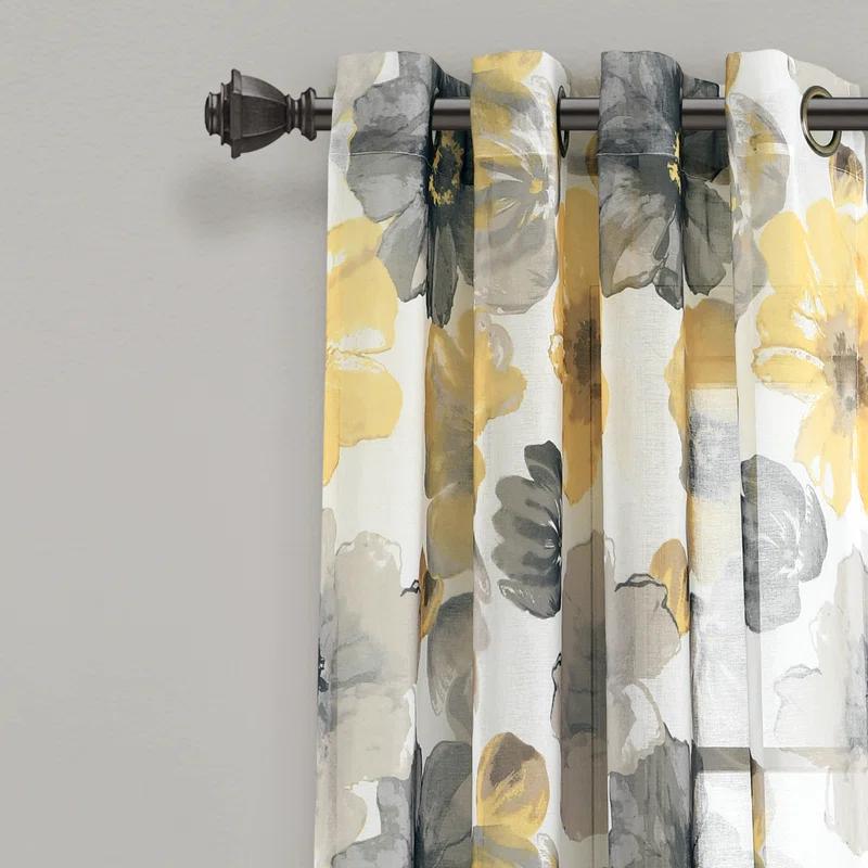 Lush Decor Leah Floral Sheer Grommets Curtain Panels (Set of 2)