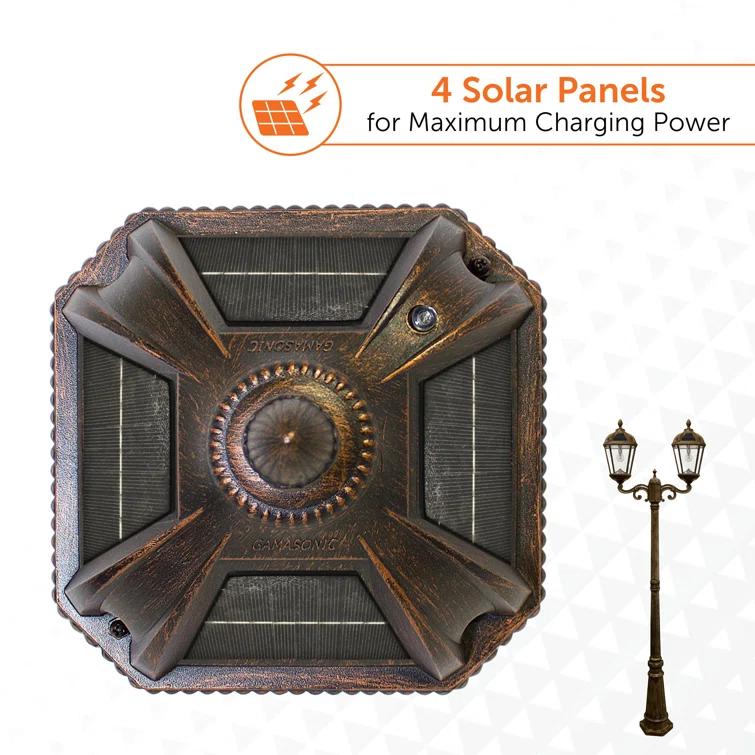 Gama Sonic Royal Brown 2-Light 89" H 300 Lumen Solar Powered Lamp Post (Full)