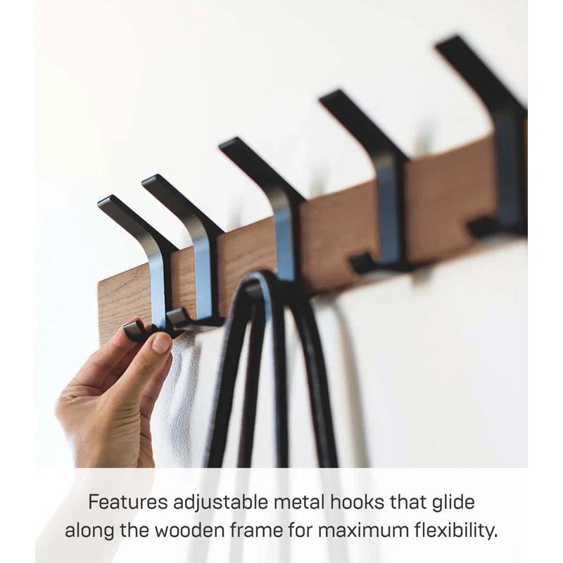Yamazaki Home Wall-Mounted Coat Hanger, Steel + Wood