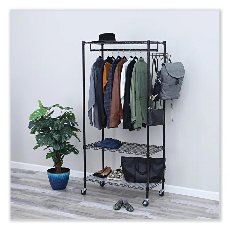 Alera® Wire Shelving Series Metal Rolling Clothing Rack